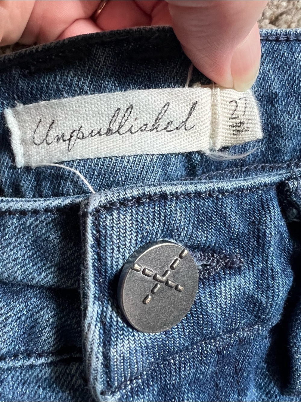 Anthropologie Unpublished Medium Blue Denim straight ankle size 27 - Picture 7 of 8
